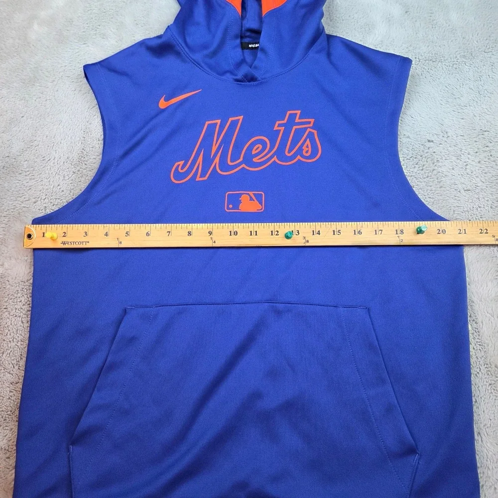 Nike New York Mets MLB Authentic Collection Sleeveless‎ Hoodie Mens Small Blue